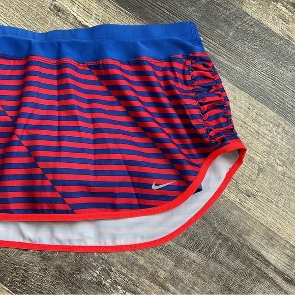 Nike Royal & Red Dri Fit Running Short/Skort Blue Red Striped Pocket Sz. M B51 - Picture 2 of 8